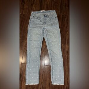 LC Lauren Conrad Light Blue Polka Dot Skinny Jeans
